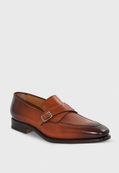 Gideon Single Monk Loafer - Tan Calf - Loafers