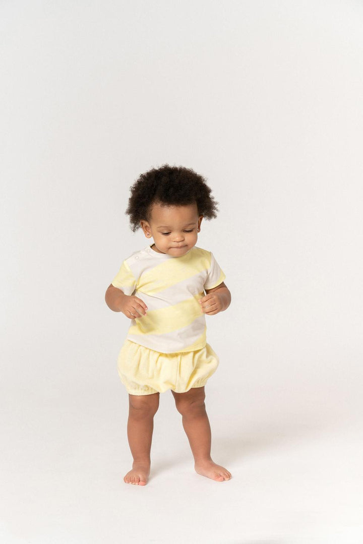 Baby Boxy T-shirt With Stripes - Yellow