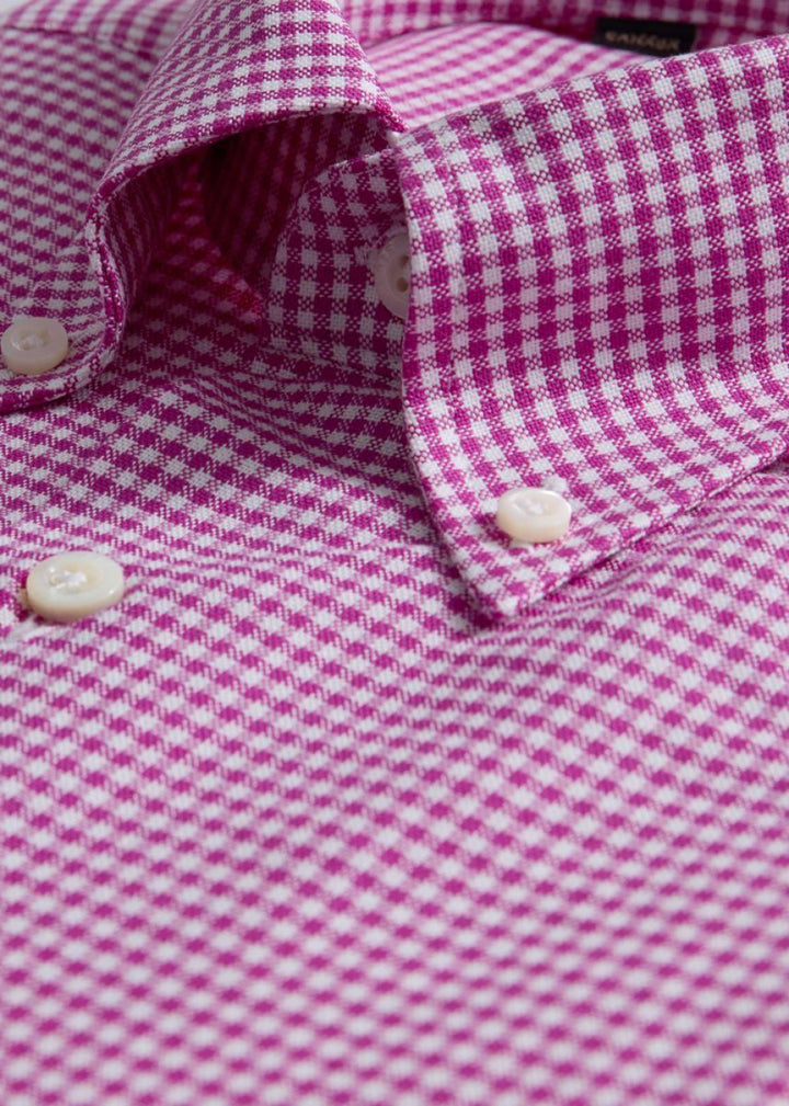 Gingham Check Oxford Sport Shirt - Plum - Button Down Shirt