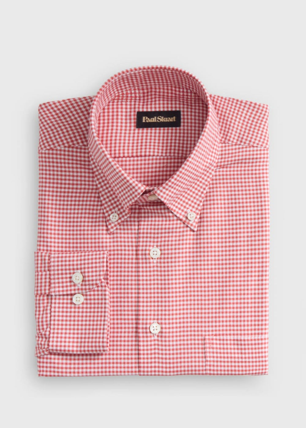 Gingham Check Oxford Sport Shirt - Red - Collared Shirt