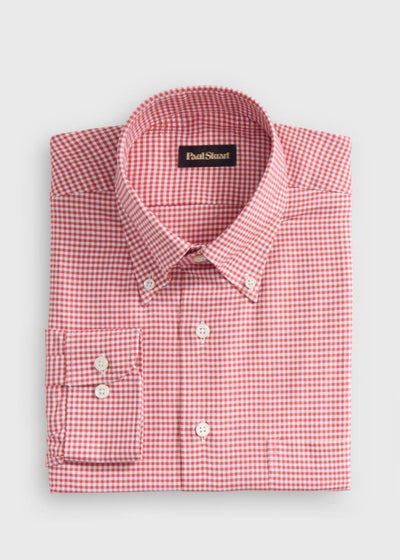 Gingham Check Oxford Sport Shirt - Red - Collared Shirt
