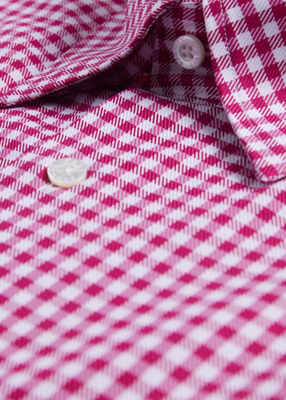 Gingham Check Twill Sport Shirt - Pink - Collared Shirt