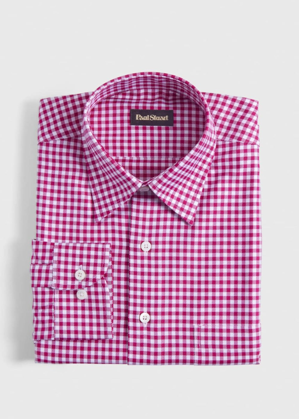 Gingham Check Twill Sport Shirt - Pink - Collared Shirt