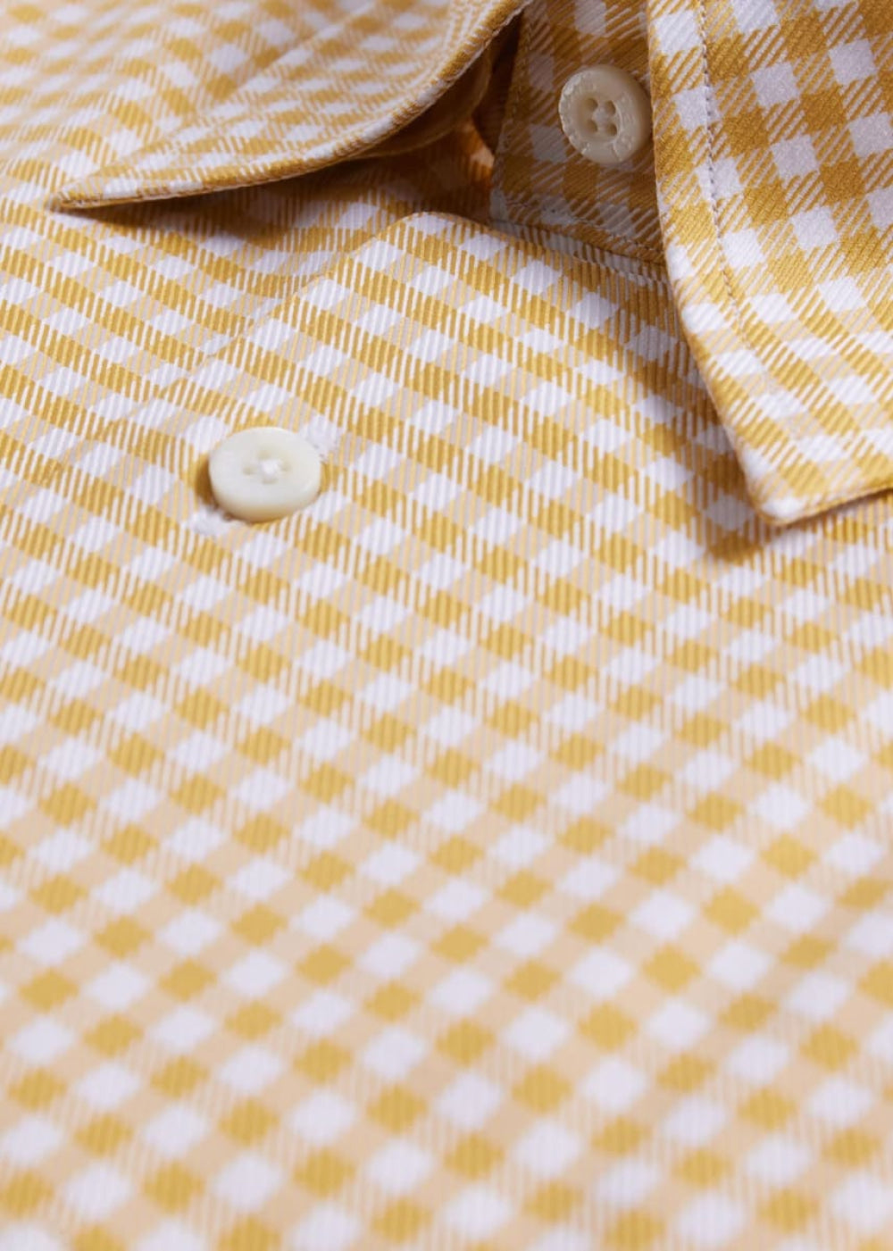 Gingham Check Twill Sport Shirt - Yellow - Collared Shirt