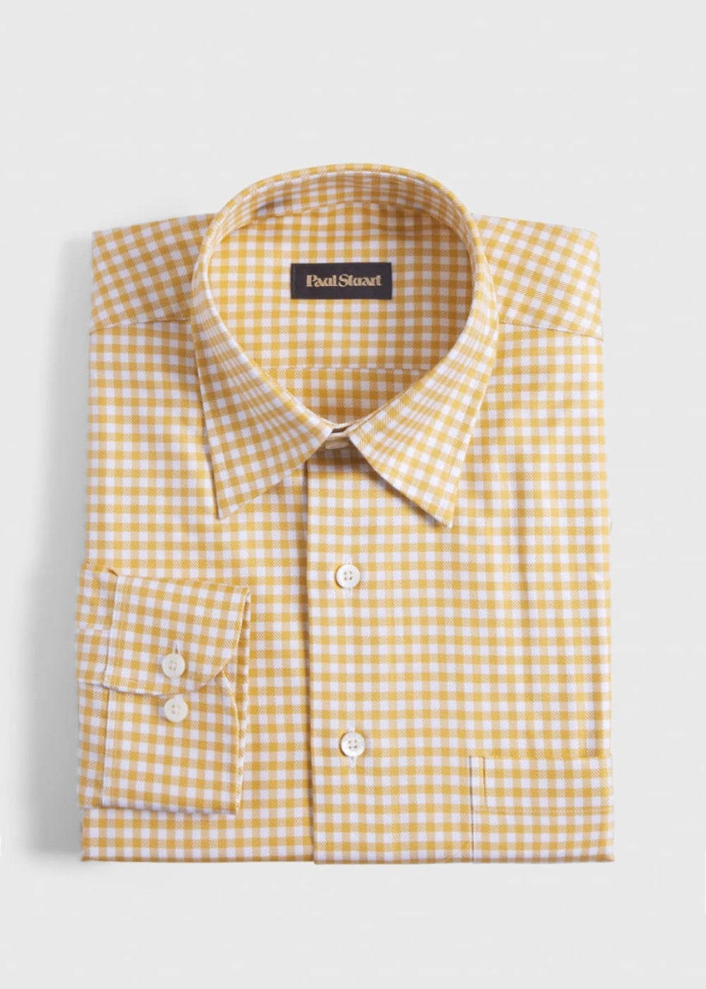 Gingham Check Twill Sport Shirt - Yellow - Collared Shirt