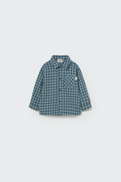 Gingham Flannel Baby Shirt Artic Blue - Button Down Shirt