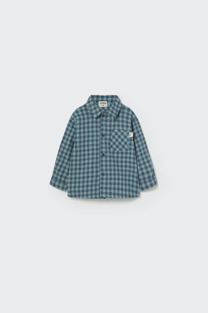 Gingham Flannel Baby Shirt Artic Blue - Button Down Shirt
