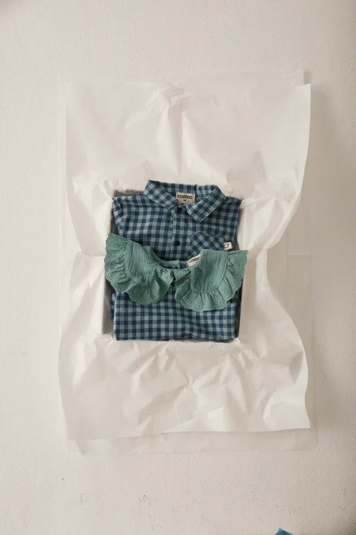 Gingham Flannel Baby Shirt Artic Blue - Button Down Shirt