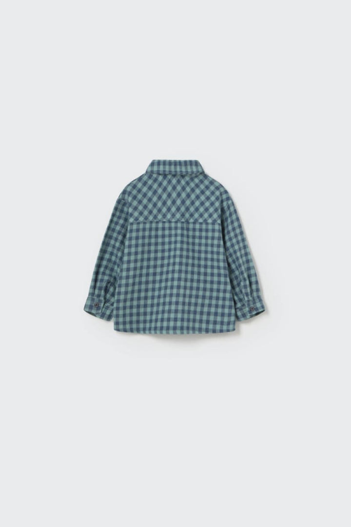 Gingham Flannel Baby Shirt Artic Blue - Button Down Shirt