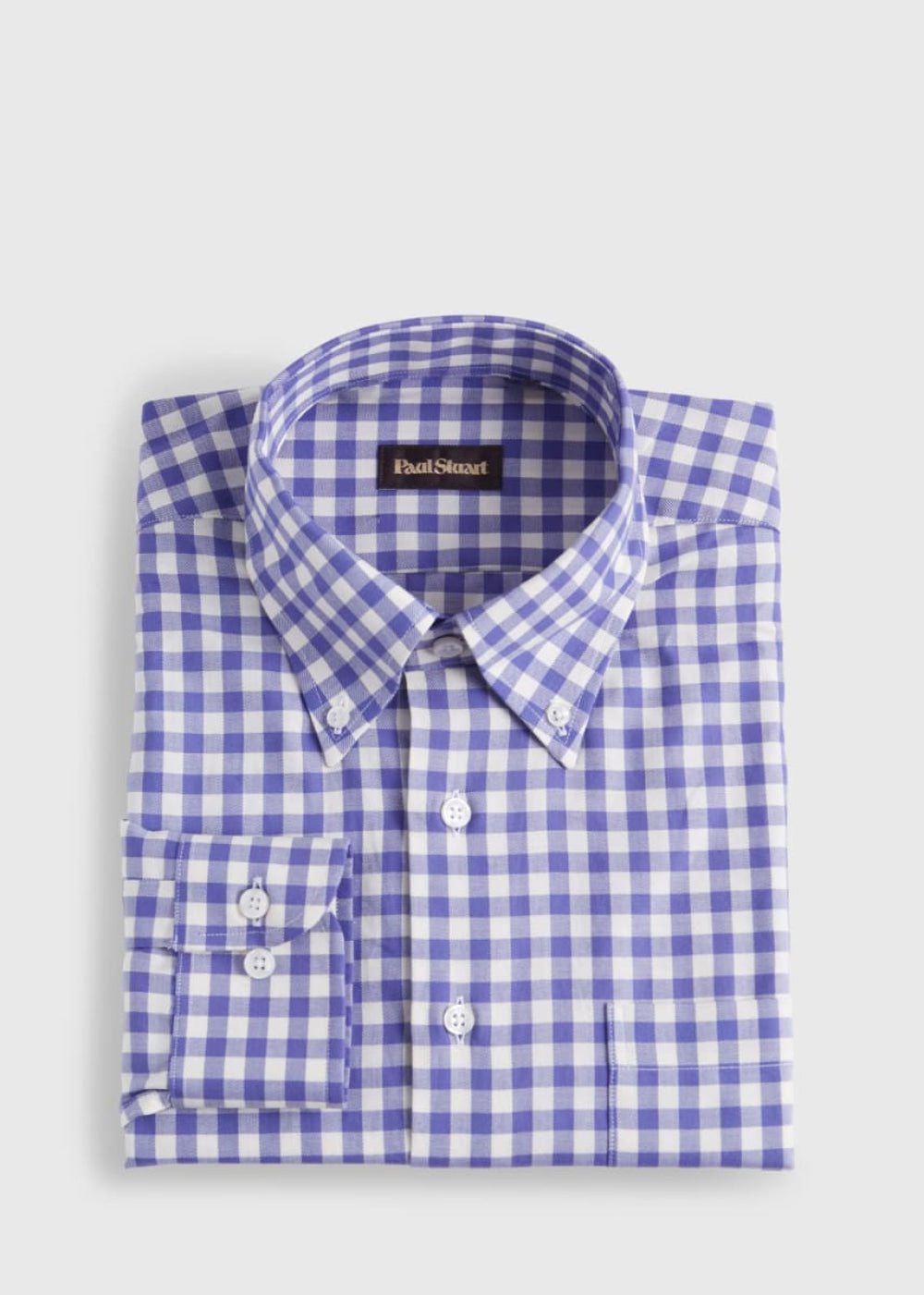 Gingham Flannel Sport Shirt - Periwinkle - S (38) - Collared Shirt