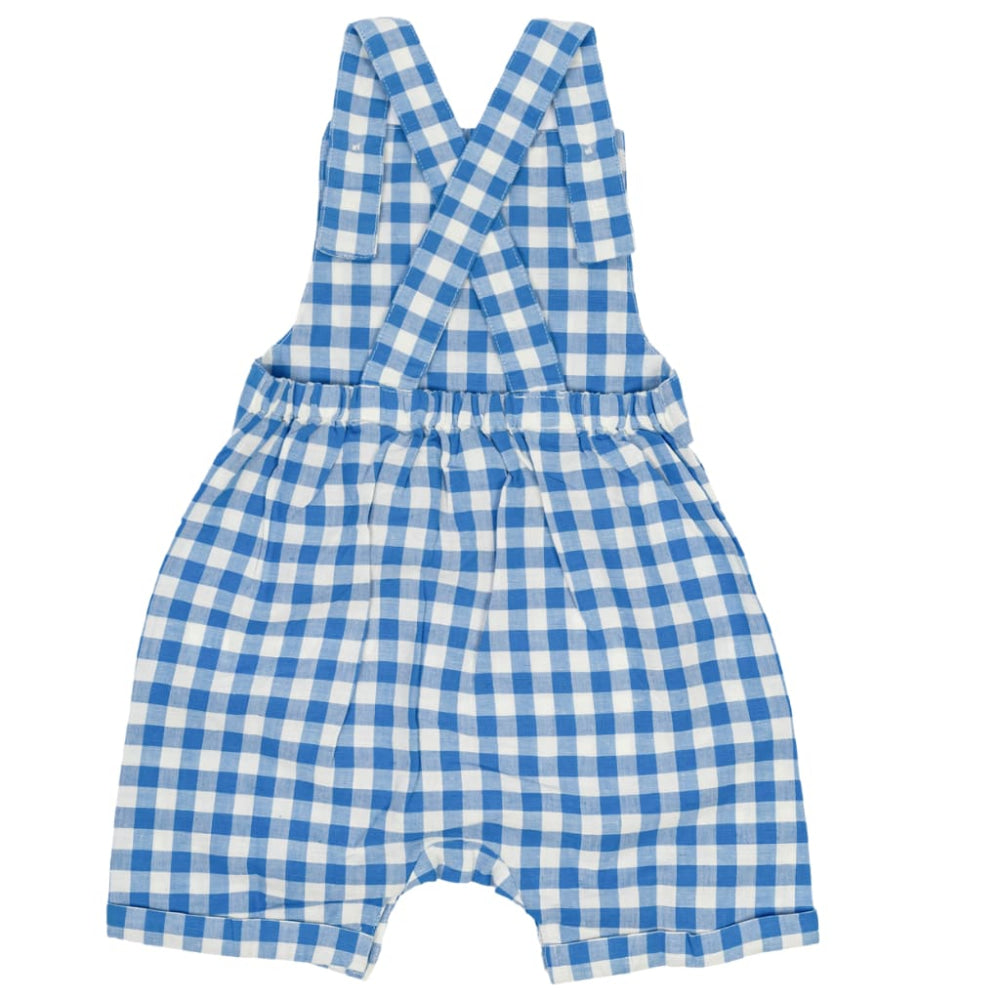 Gingham Linen Shortalls - Bluebird - Overalls