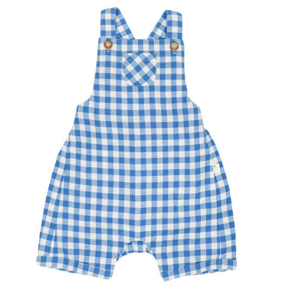 Gingham Linen Shortalls - Bluebird - Overalls