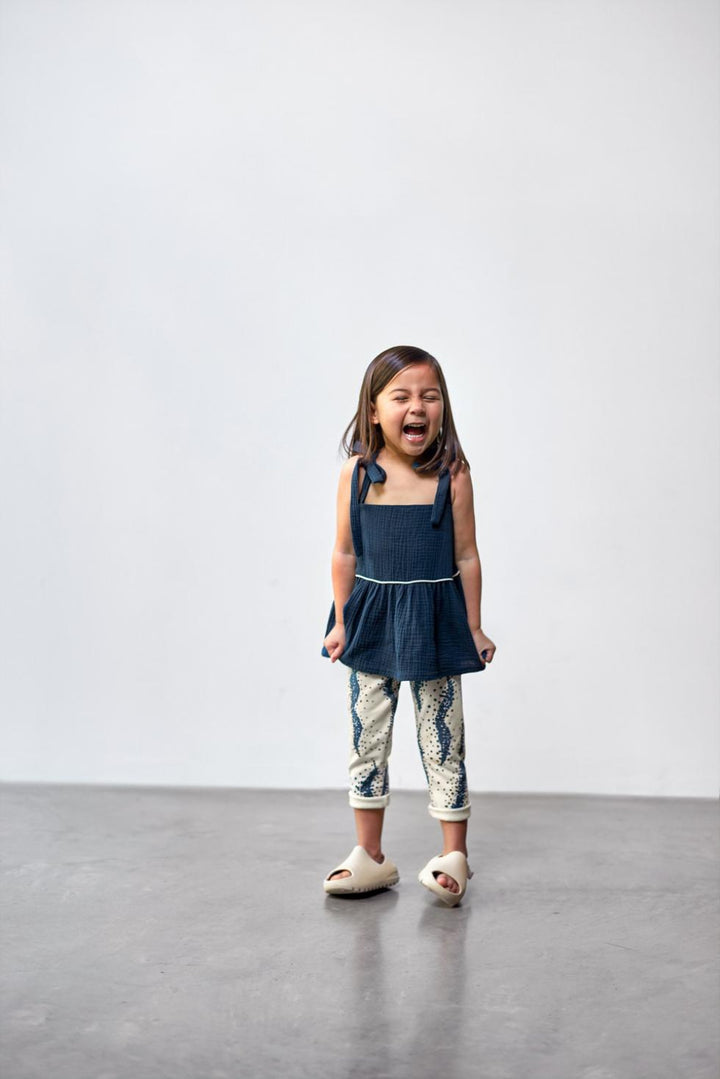 Girl Peplum Top - Navy - Tank Top