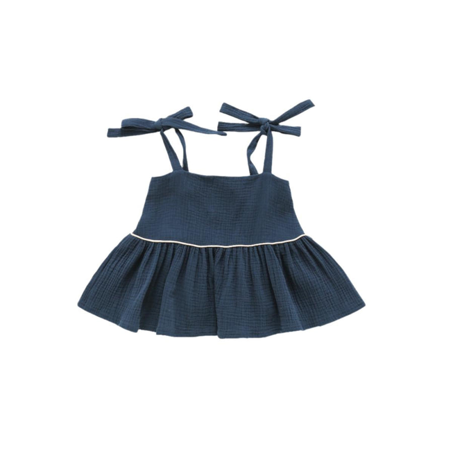 Girl Peplum Top - Navy - Tank Top