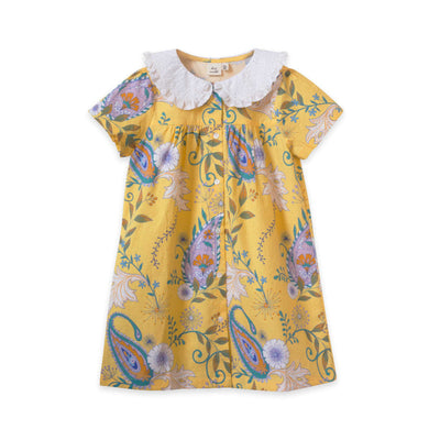 Girls Broderie Collar Fae Dress - Sunshine Paisley - 18-24 MO - Dresses