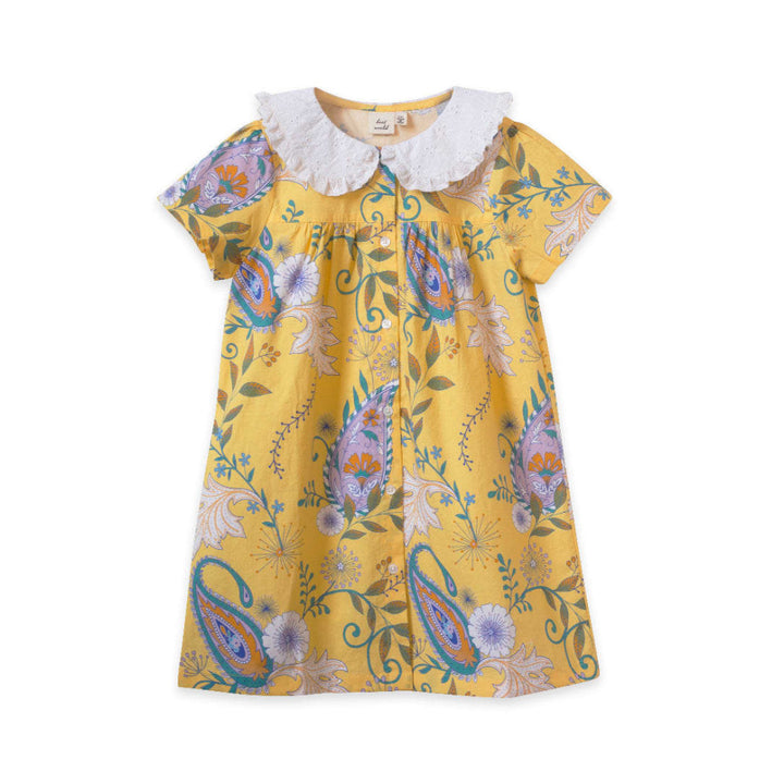 Girls Broderie Collar Fae Dress - Sunshine Paisley - 18-24 MO - Dresses