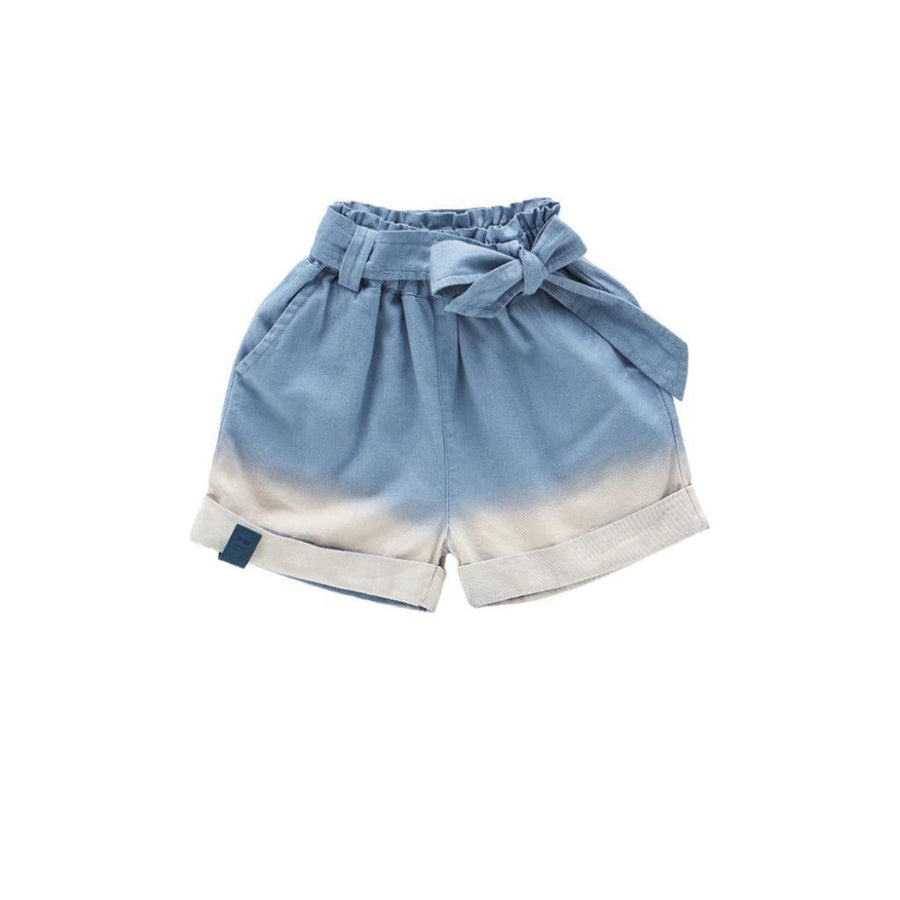 Girls Denim Shorts with Belt - Light Blue - Shorts