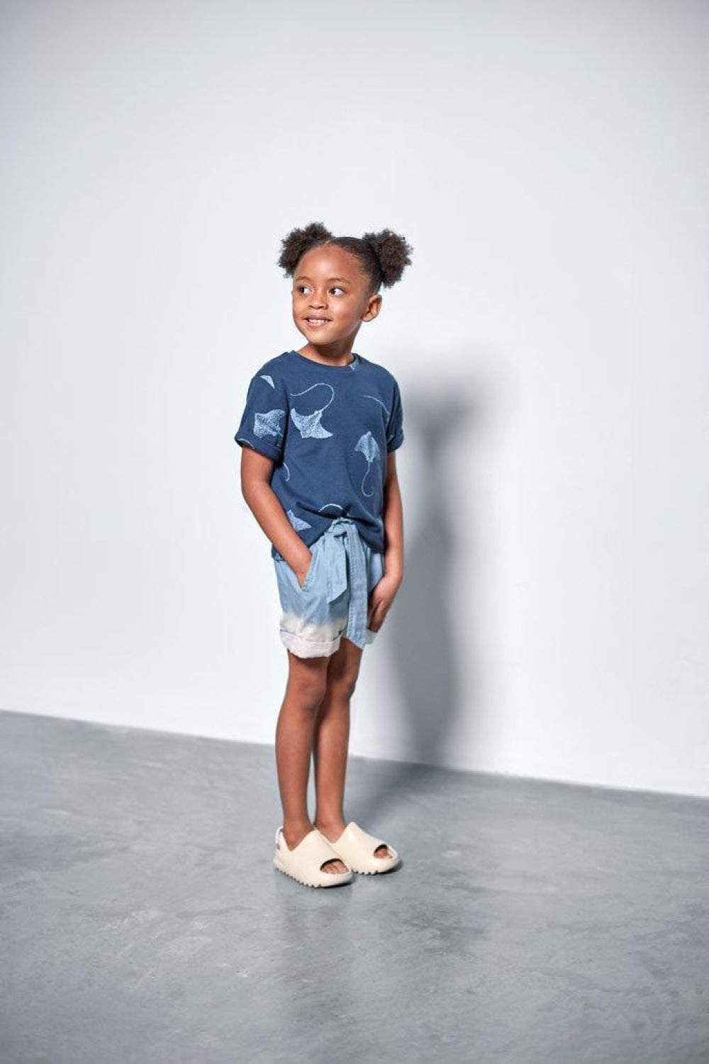 Girls Denim Shorts with Belt - Light Blue - Shorts