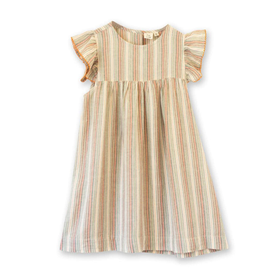 Girls’ Flutter Sleeve Dress - Mint Green Stripe - 12-18 MO - Dresses