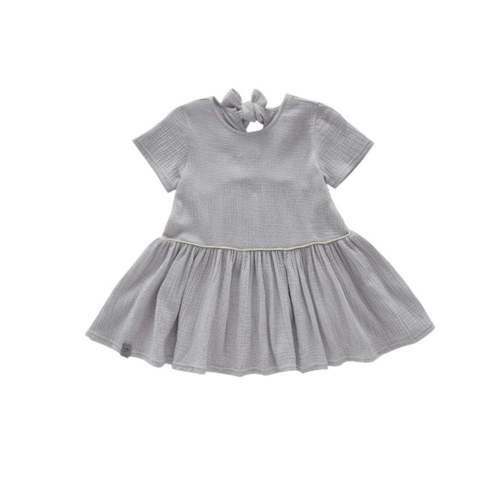 Girls Hi-Low Drop Waist Dress - Light Grey - Dresses