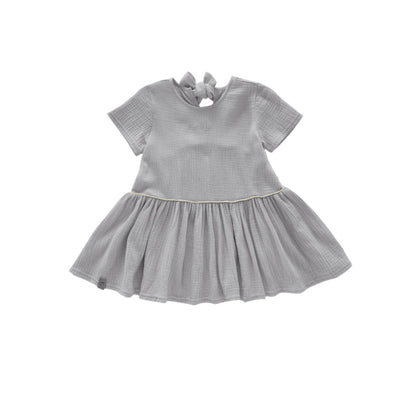 Girls Hi-Low Drop Waist Dress - Light Grey - Dresses