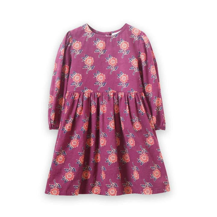 Girls’ Long Sleeve Dress With Floral Motif - Purple & Red - 9-10Y - Dresses