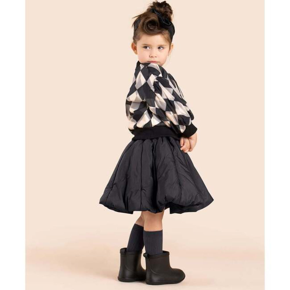 Girls Organza & Terry Sweatshirt - Black - Sweatshirt