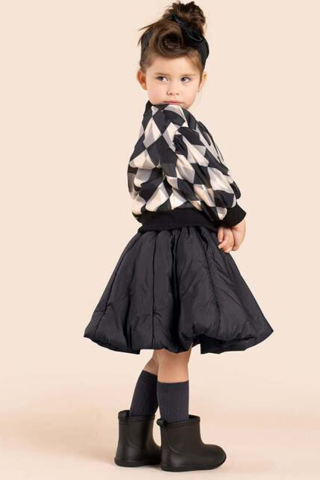Girls Organza & Terry Sweatshirt - Black - Sweatshirt
