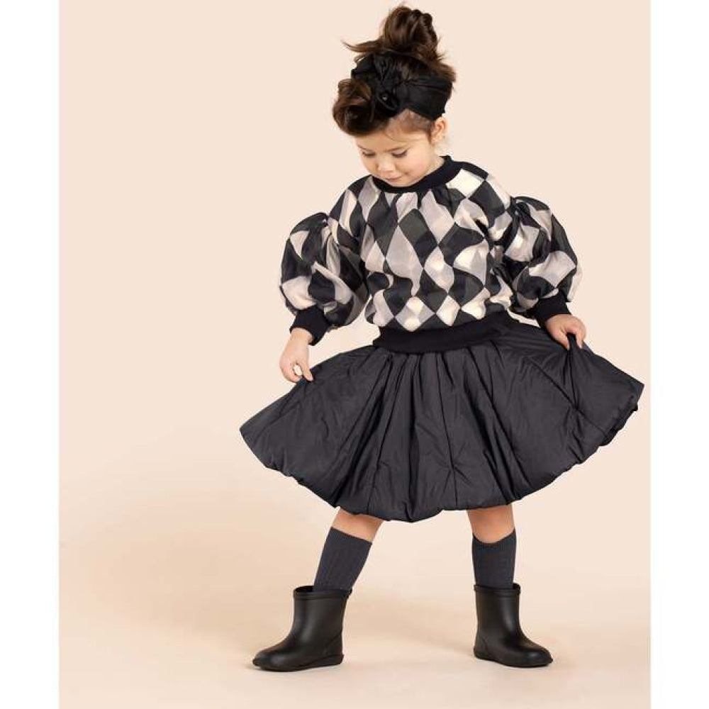 Girls Quilted Nylon Skirt - Black - Skirt