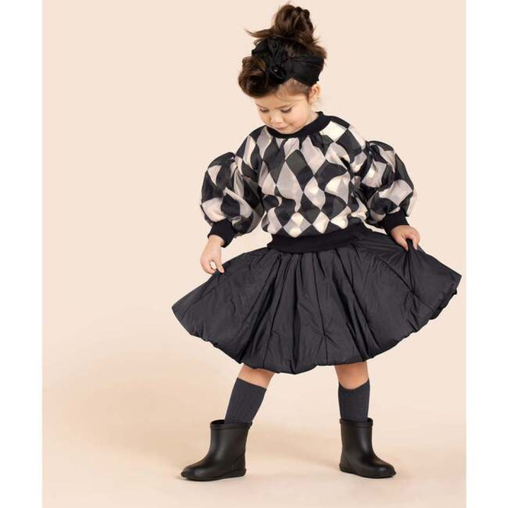 Girls Quilted Nylon Skirt - Black - Skirt