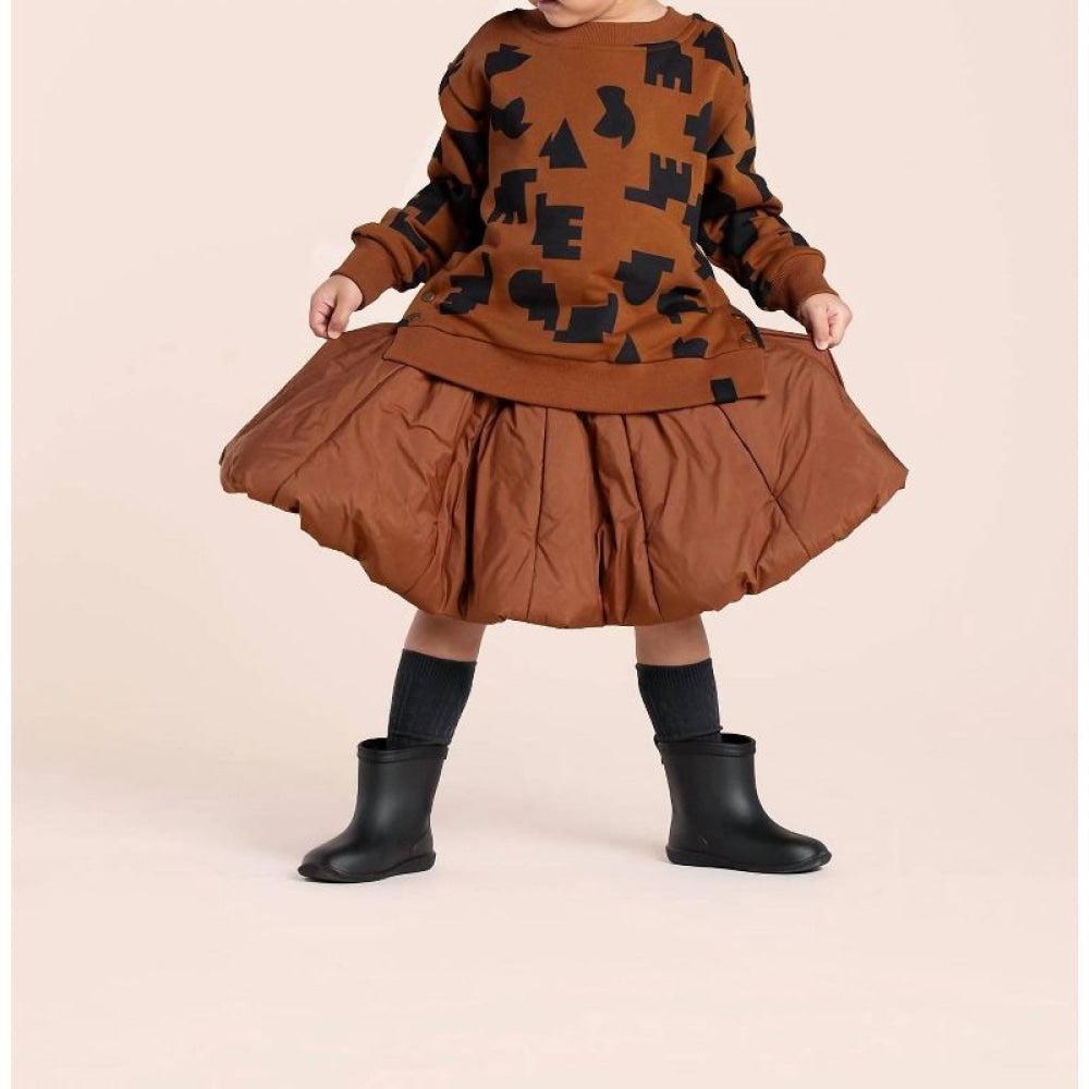 Girls Quilted Nylon Skirt - Rust - Skirt