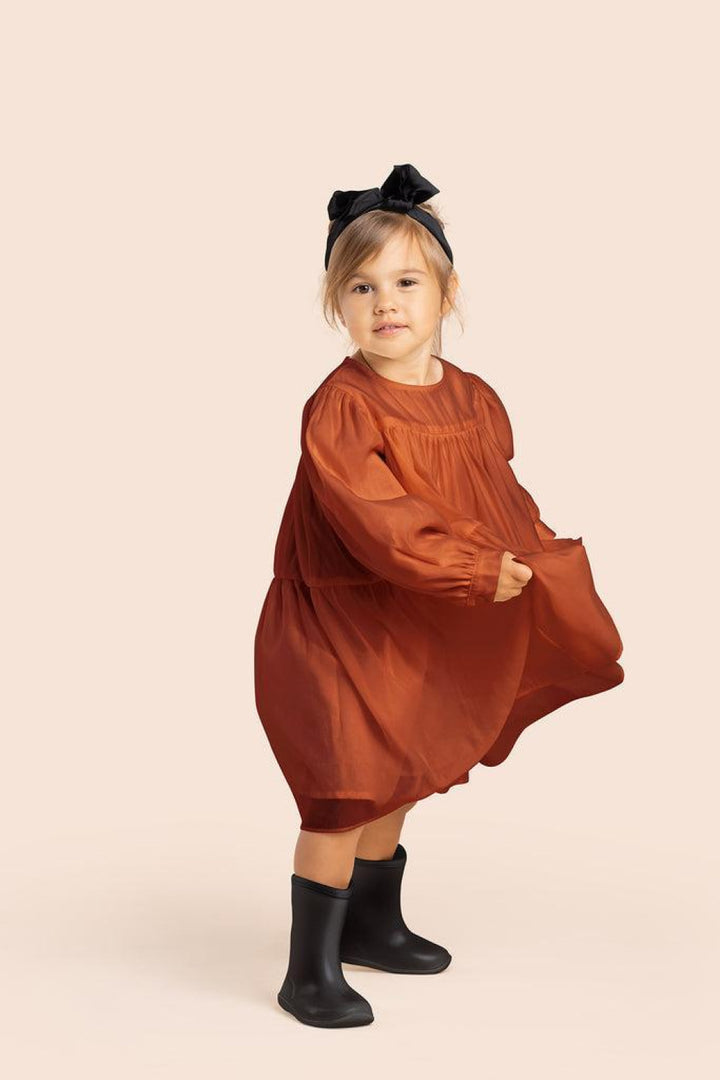 Girls Special Occasion Layered Organza Dress - Rust - Dresses
