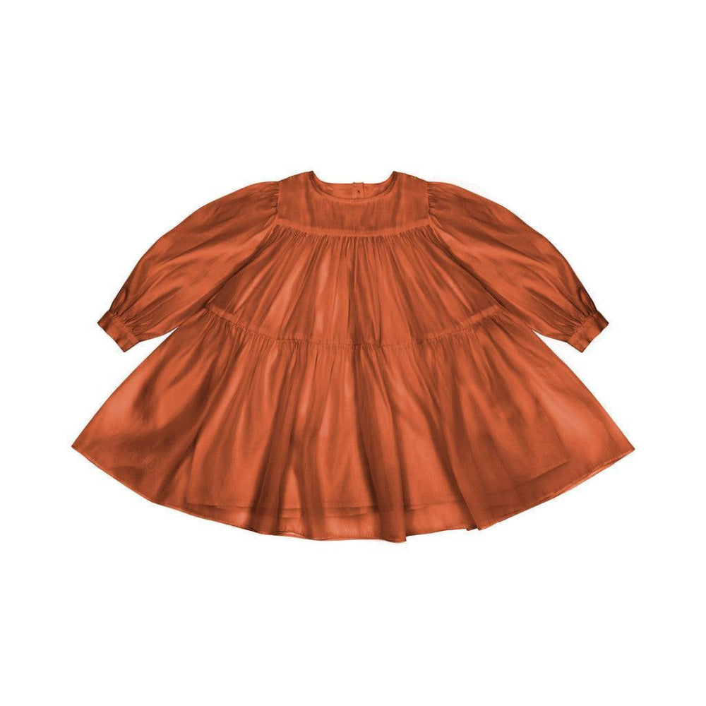 Girls Special Occasion Layered Organza Dress - Rust - Dresses