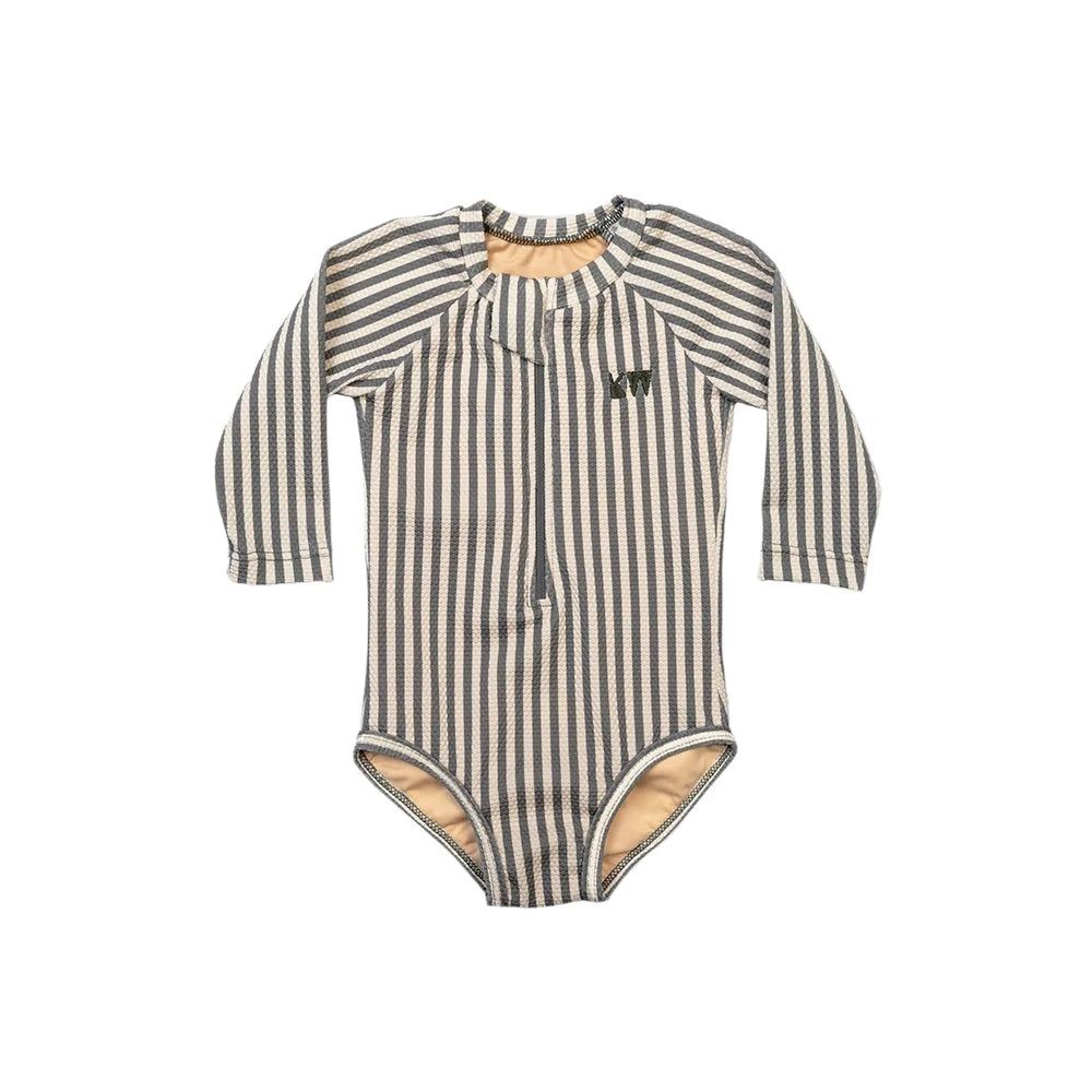 Girls' Rash One Piece - Deep Blue Stripe Rash Suit Kid Wild 