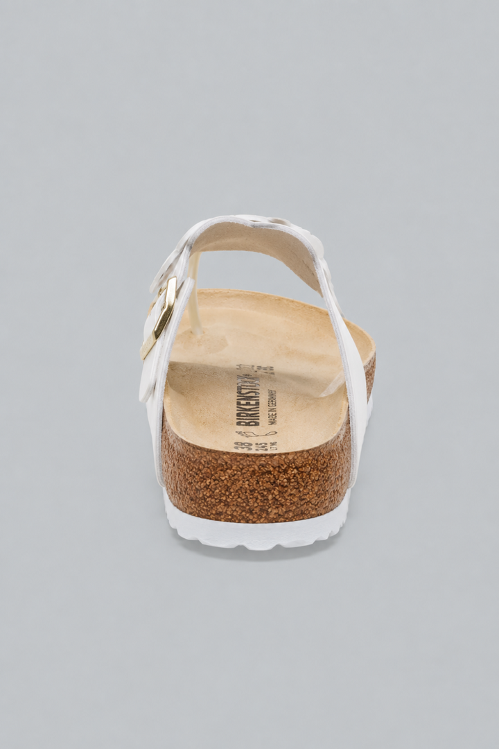 Gizeh Flowers Leather Footbed Sandals - White - Sandal