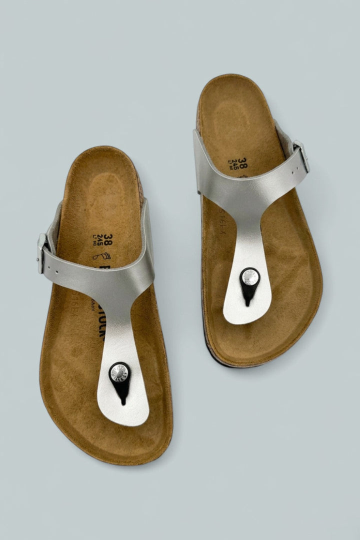 Gizeh Thong Sandals - Silver - US 7W / US 5M - Sandals