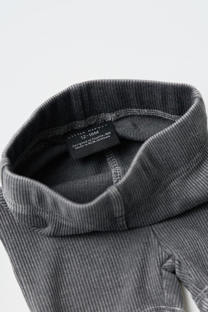 Acid Wash Ribbed Short - Black