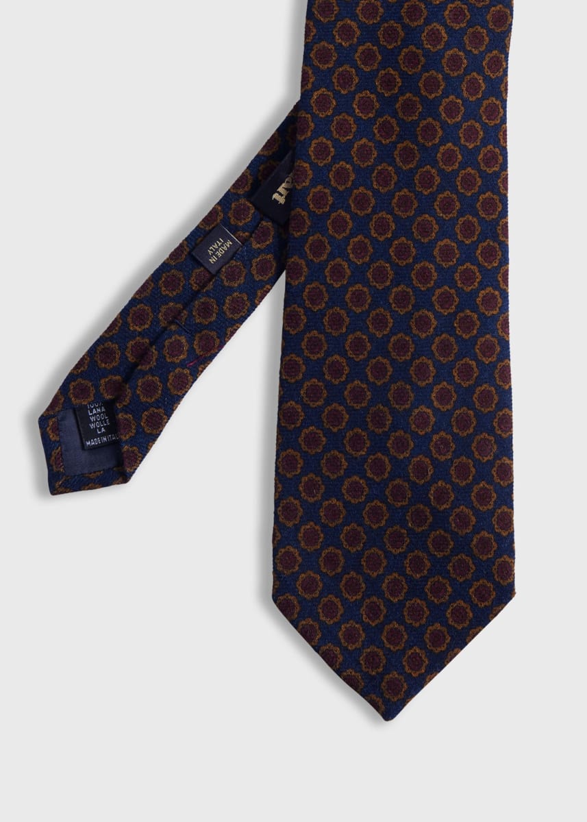 Printed Wool Medallion Tie - Purple