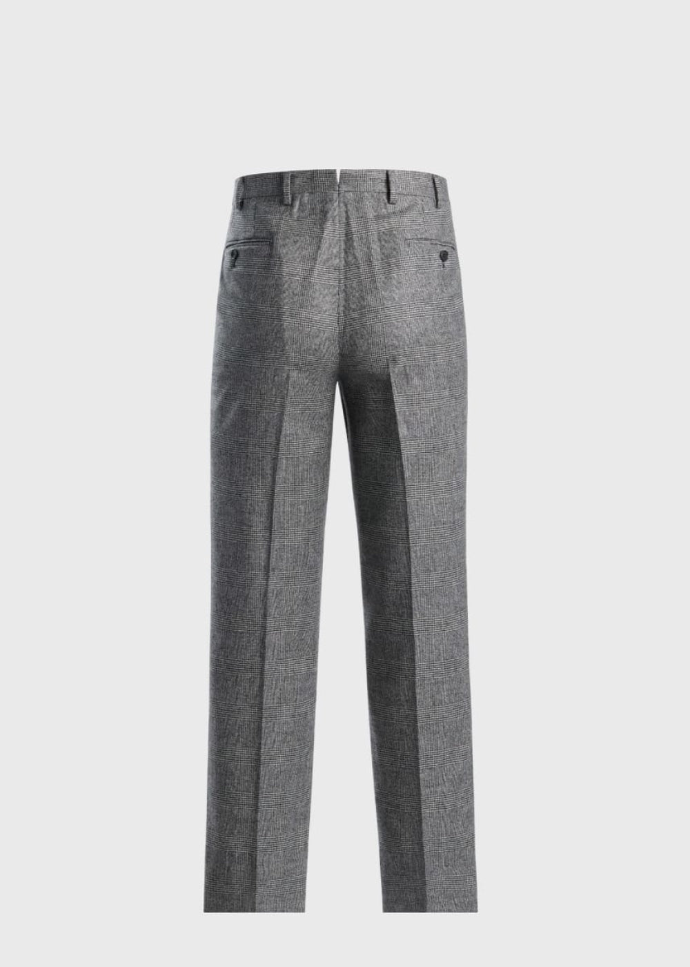 Glen Plaid Double-Breasted Suit - Grey - Suit