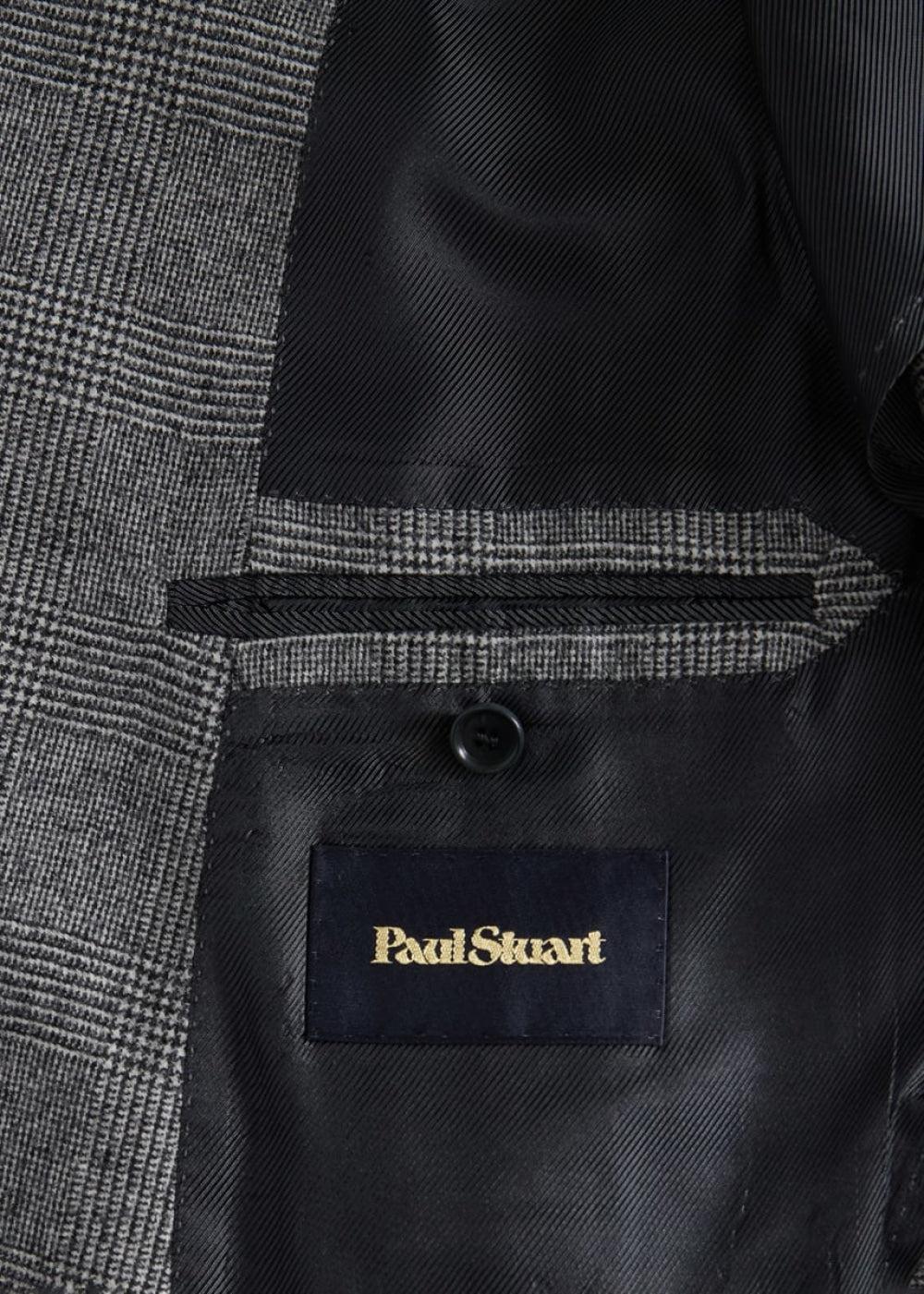 Glen Plaid Double-Breasted Suit - Grey - Suit