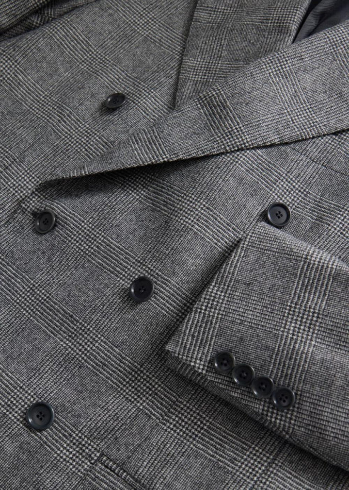 Glen Plaid Double-Breasted Suit - Grey - Suit