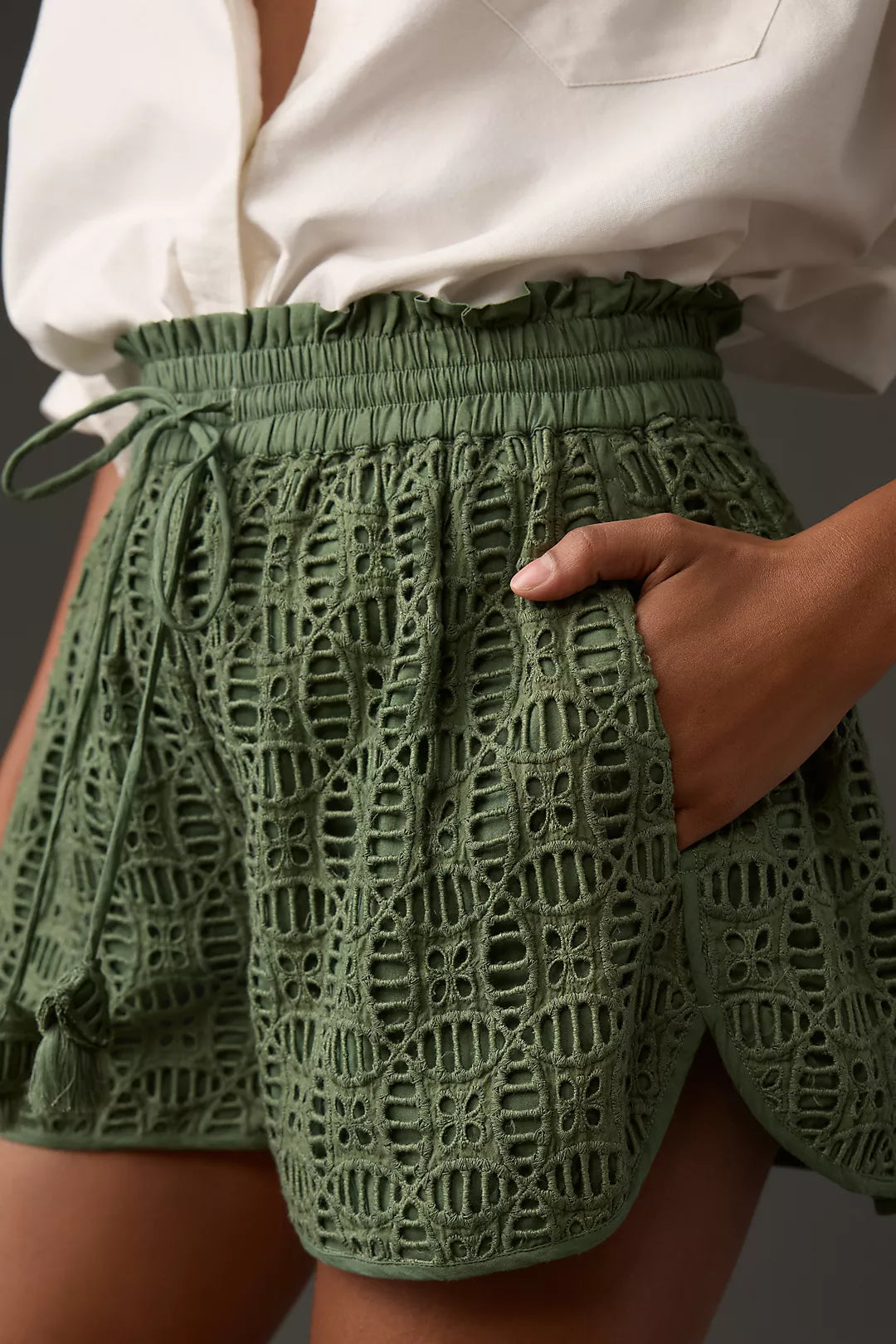 Chloe Cutwork Short - Military Olive