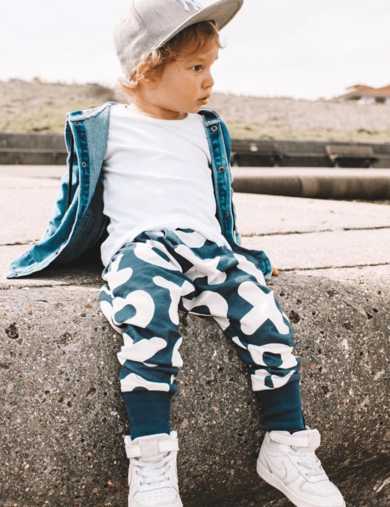 Organic Jersey Joggers - Navy White XOXO