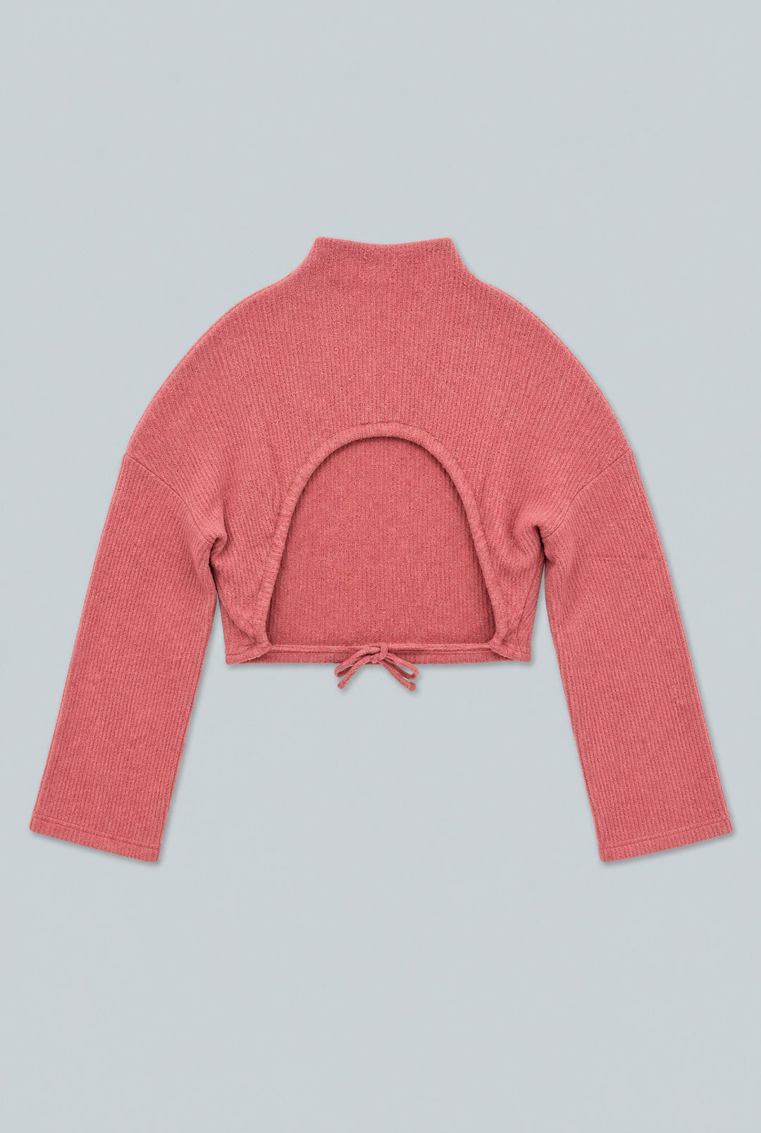 Ribbed Textured Open Back Top - Rose