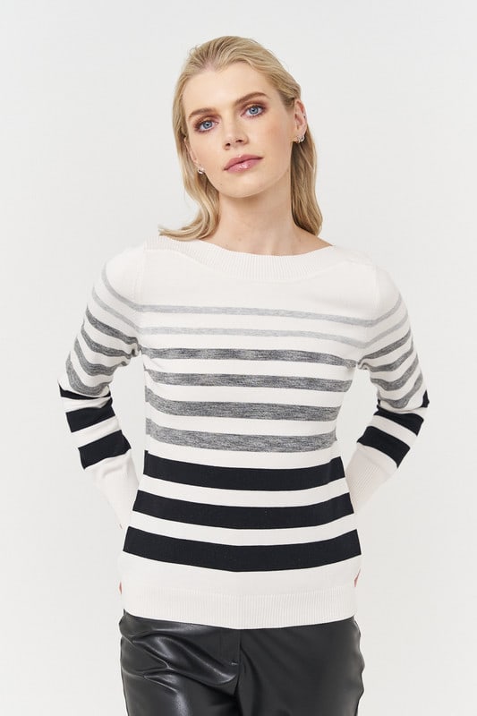 Stripe Boat Neck - Black