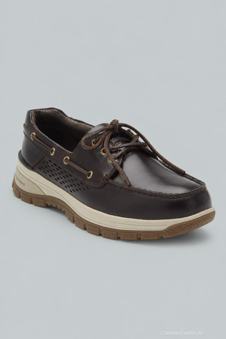 Authentic Gold Cup Leather Men’s Boat Shoes - Brown - 9 - Slip-On