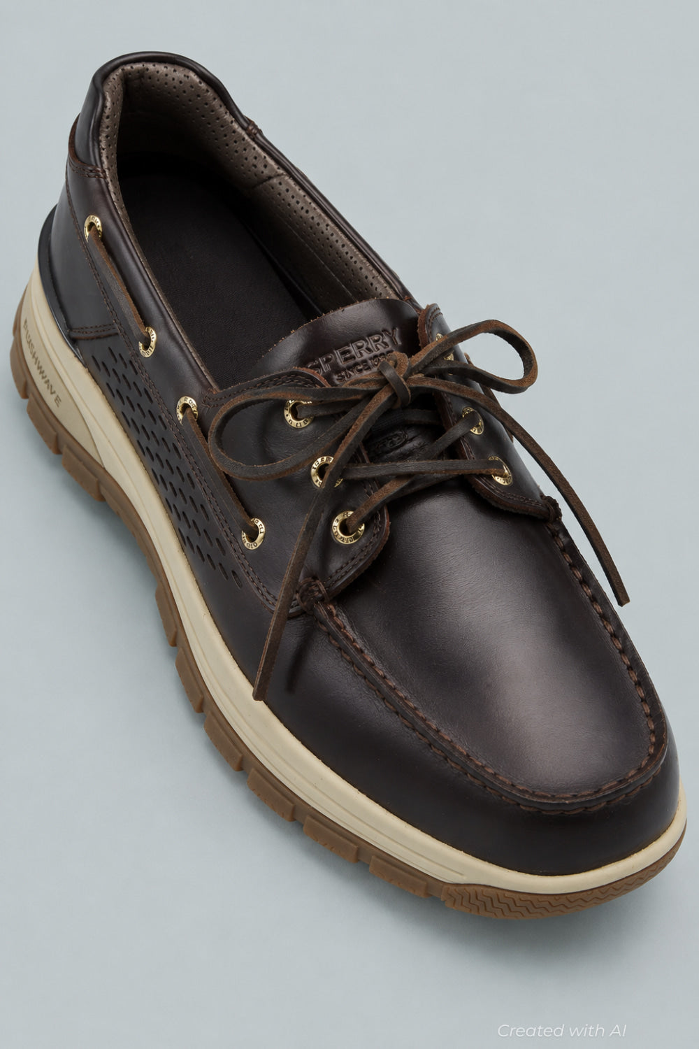 Authentic Gold Cup Leather Men’s Boat Shoes - Brown - 9 - Slip-On