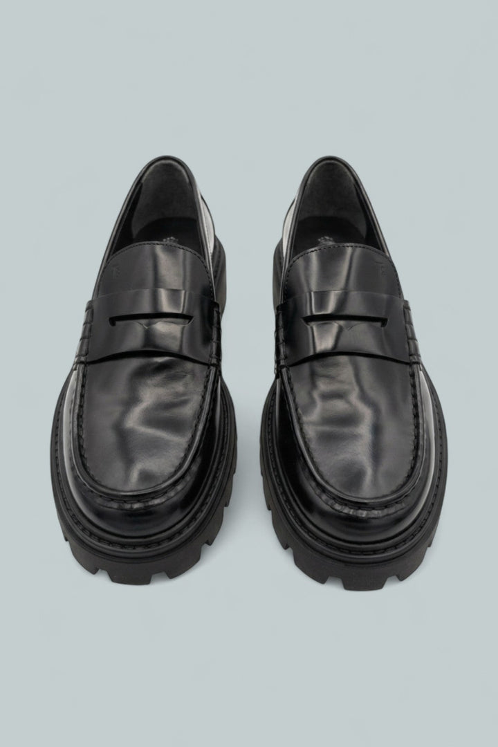 Gomma Pesante Leather Penny Loafers - Black - 8 - Loafers