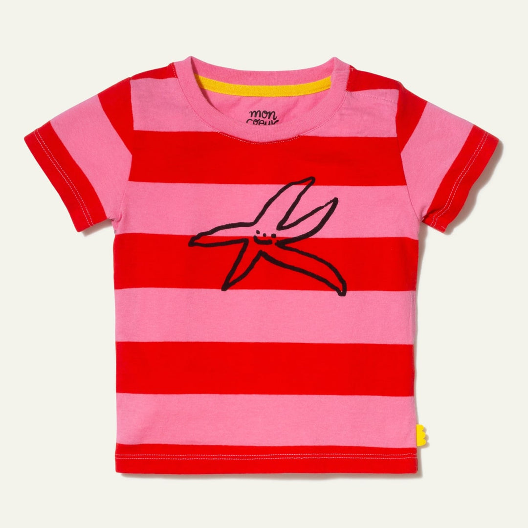 Stripe Starfish Baby T-Shirt - Aurora Pink