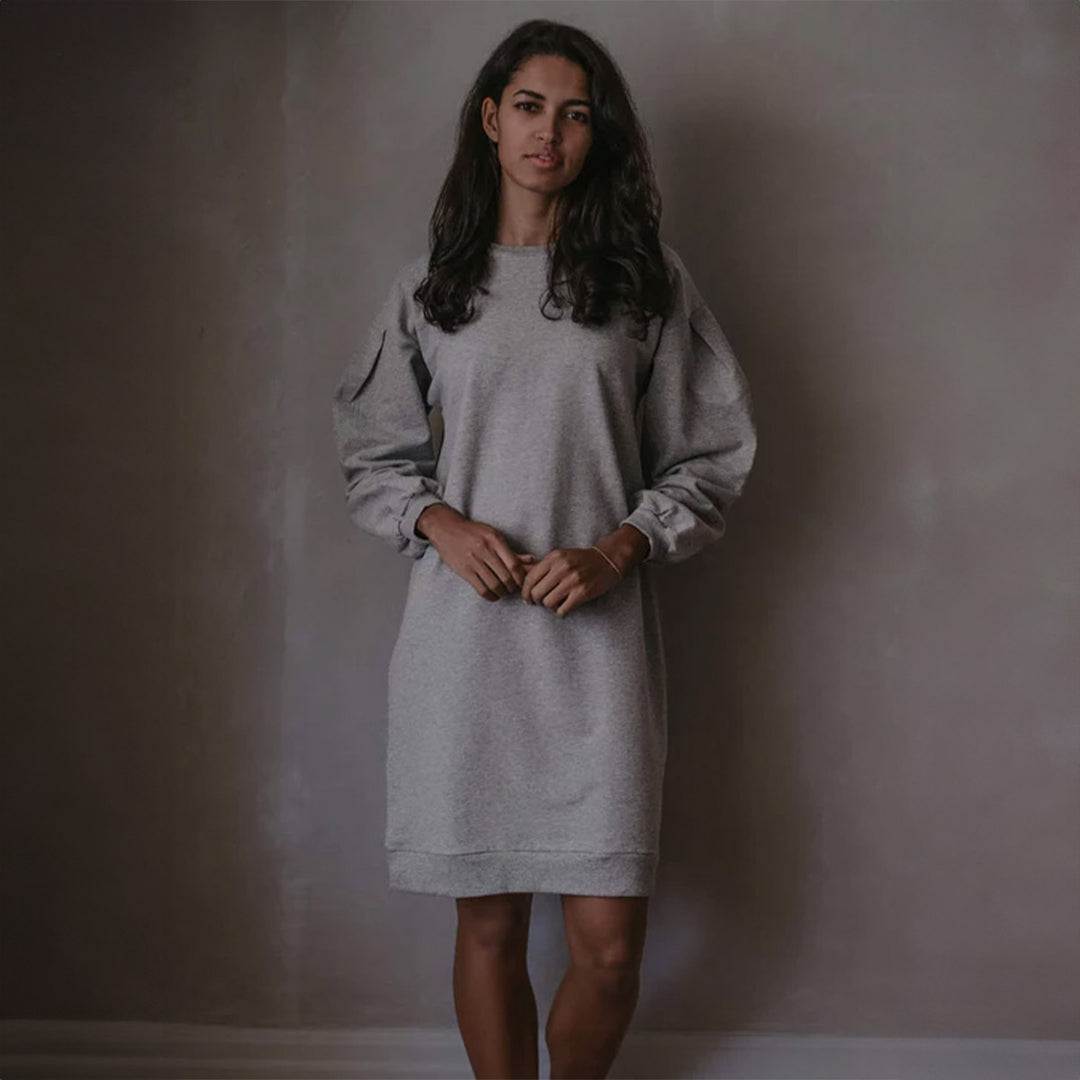 The Women's Oversized Sweater Dress - Gray Melange